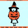 Halloween witch with pumpkin face svg