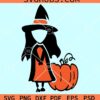 Halloween witch with pumpkin svg