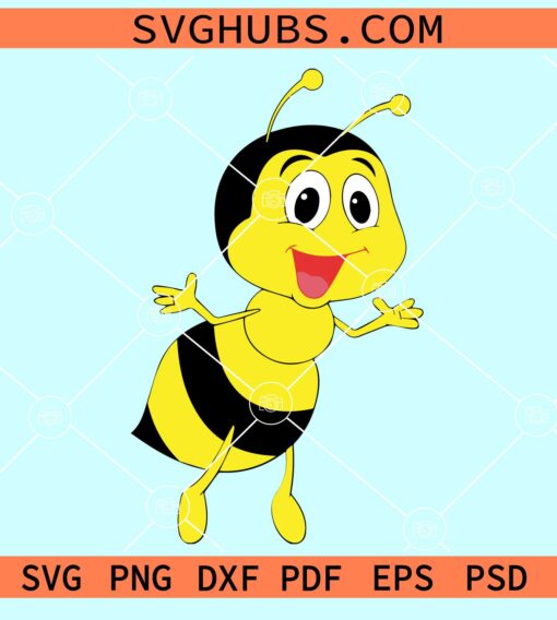 Happy bee svg, Cartoon happy bee svg, happy bee clipart svg