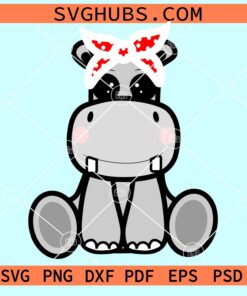 Hippo with bandana svg