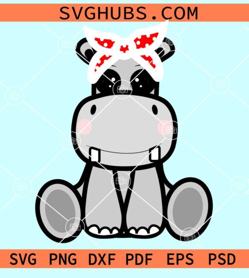 Hippo with bandana svg