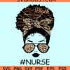 Leopard afro nurse messy bun svg