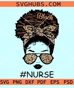 Leopard afro nurse messy bun svg