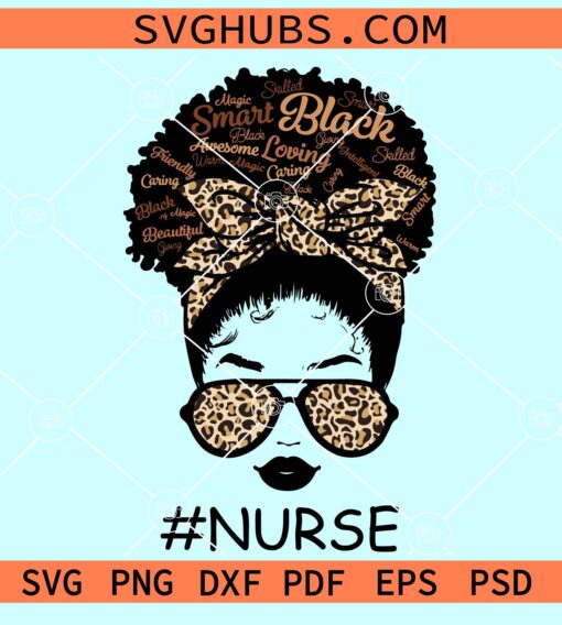 Leopard afro nurse messy bun svg