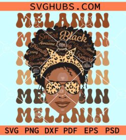 Stacked melanin leopard print afro woman face svg