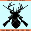 Deer head and riffles SVG, deer hunting svg, deer crossed riffles svg
