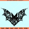 Floral bat SVG, bat mandala svg, Halloween bat svg, spooky bat svg, Bat Swirl svg