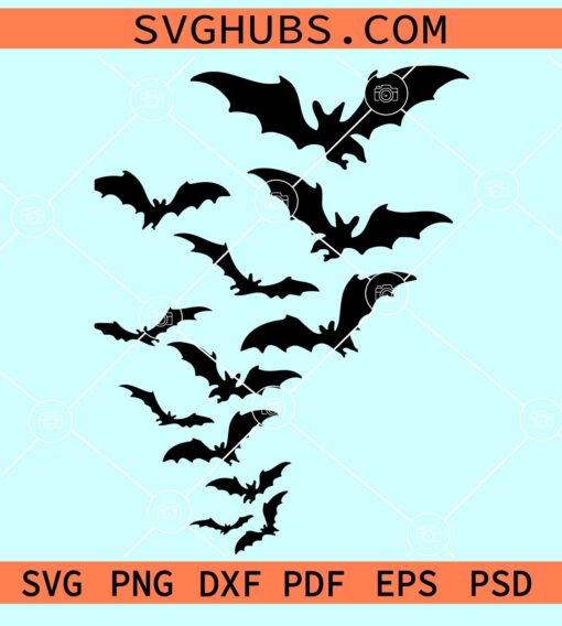 Flying Bats SVG, Halloween bats svg, bat swarm svg, Halloween svg, flock of bats svg