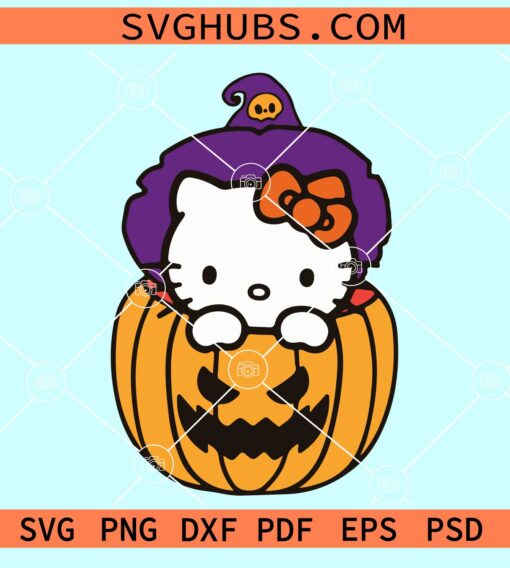 Hello kitty with pumpkin svg, Hello Kitty Halloween svg, Halloween Svg cut file