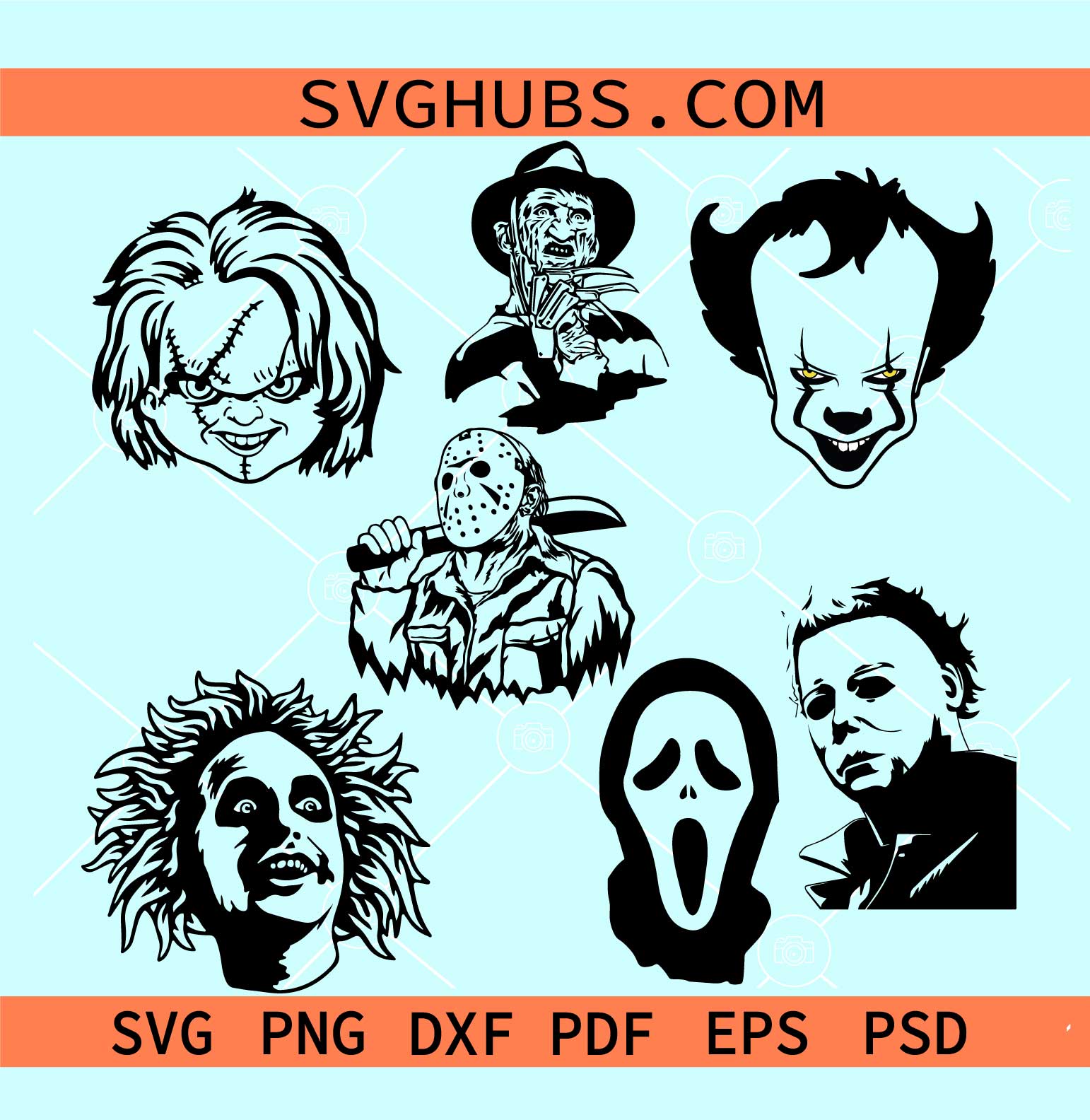 Horror Movie Characters Svg Bundle, Halloween characters svg, Halloween