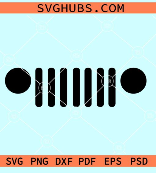 Jeep grill and headlights SVG, jeep lover svg, jeep grill svg, jeep svg