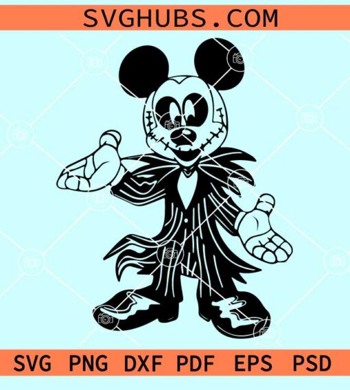 Mickey Jack Skellington svg, Halloween svg, Jack Skellington mickey head svg