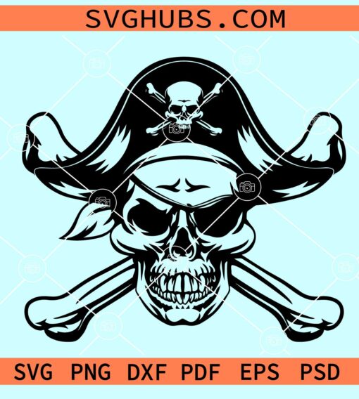 Pirate skull and crossbones SVG, Pirate Skull Flag svg, car décor svg