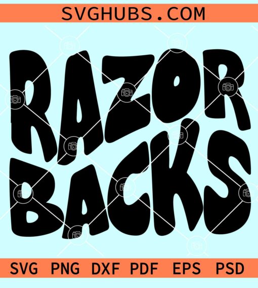 Retro wavy razorback SVG, Razorback svg, Arkansas razorbacks svg, razorback hog free svg