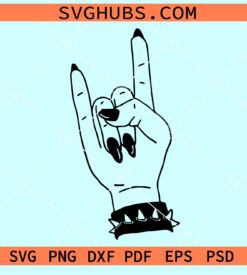 Rock hand black nails svg, rock on hand svg, Rock and Roll Rebel svg