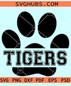 Tigers SVG, School Sports team cut file, Tiger Paw print Svg, Game day Svg, Football SVG
