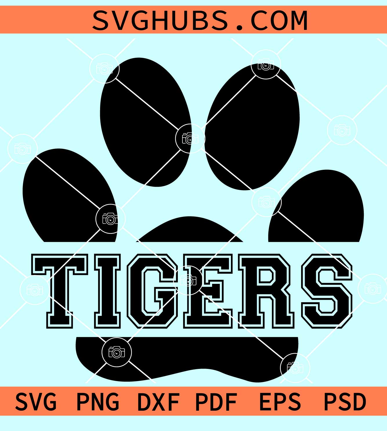Tigers SVG, School Sports team cut file, Tiger Paw print Svg, Game day