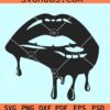 Black Dripping Lips svg