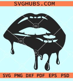 Black Dripping Lips svg
