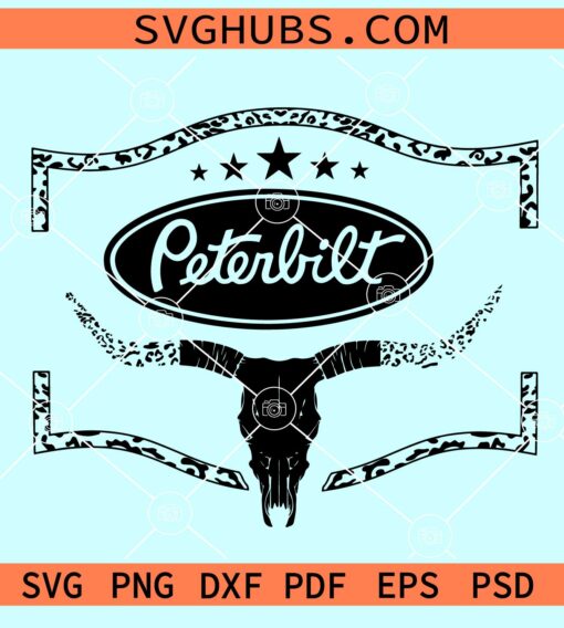 Bull Skull Leopard Peterbilt SVG, Peterbilt SVG