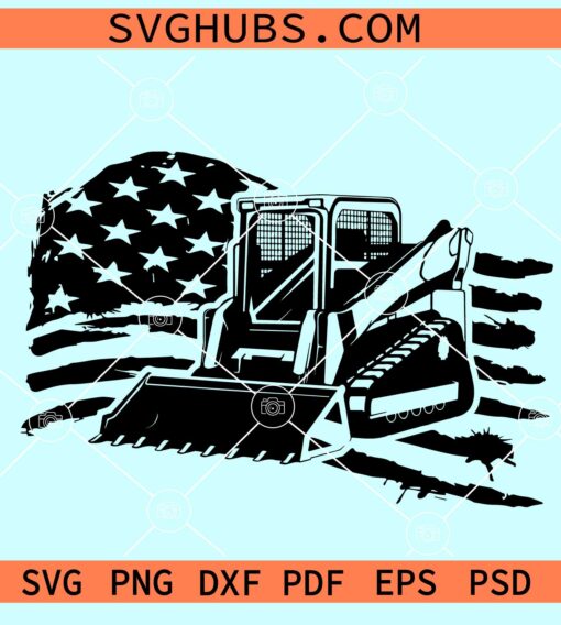 Distressed US flag Loader Truck svg