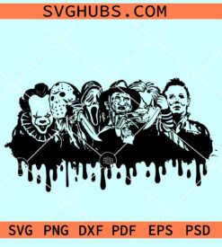 Halloween characters drip svg, Halloween horror movie svg, Halloween drip svg