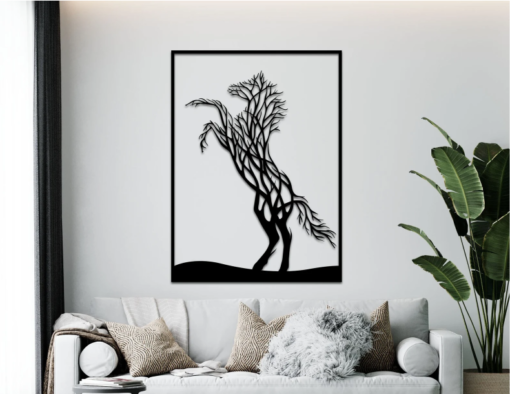 Horse wall art svg, Horse tree svg, horse wall decor svg, Glowforge files - Image 2