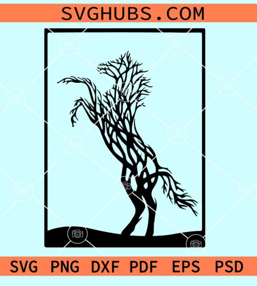 Horse wall art svg, Horse tree svg, horse wall decor svg, Glowforge files