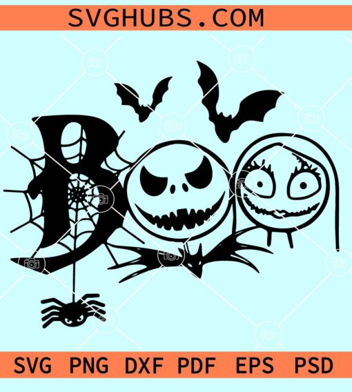 Jack and Sally boo SVG, Halloween Jack and Sally svg, Boo Halloween svg