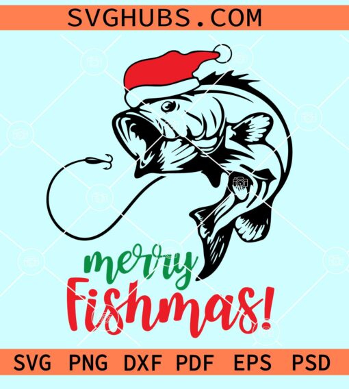 Merry Fishmas SVG, Fishing Christmas SVG, Christmas Fish svg, Fishing Lover svg