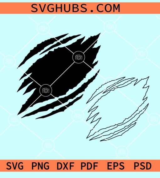 Ripped Shirt SVG, Torn shirt svg, Ripped png, Scratches svg, Claw mark svg