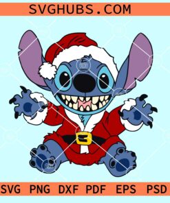 Stitch with Santa hat SVG, Stitch svg, Stitch Santa svg, Lilo and stitch svg, Disney Christmas svg