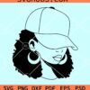 African American cap SVG, black woman with baseball cap svg, Afro Smirk Cap svg