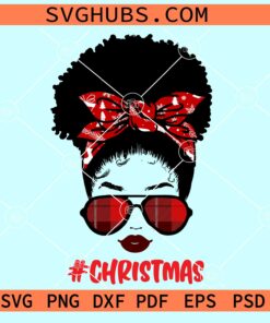 Afro woman Christmas bandana svg, Afro woman Christmas svg, afro hair Christmas svg