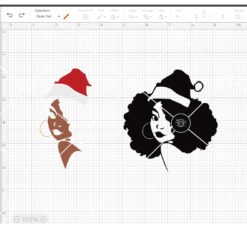 Afro woman Santa hat SVG