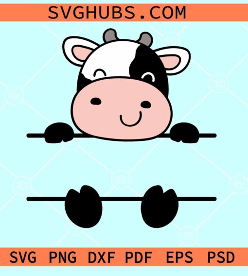 Baby cow monogram svg, cow monogram svg, cow split monogram svg