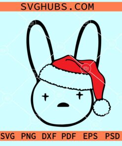 Bad Bunny Santa hat svg, Bad bunny Christmas SVG, Christmas bunny SVG