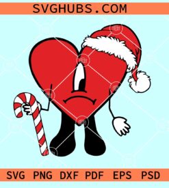 Bad bunny Christmas svg, Bad Bunny heart Christmas svg, Bad bunny Santa hat svg