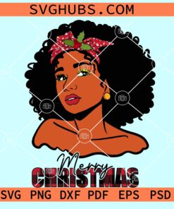 Black woman Christmas svg, Black woman svg, black woman Santa hat svg