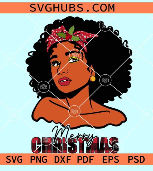 Black woman Christmas svg, Black woman svg, black woman Santa hat svg