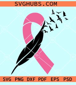Cancer ribbon with birds SVG