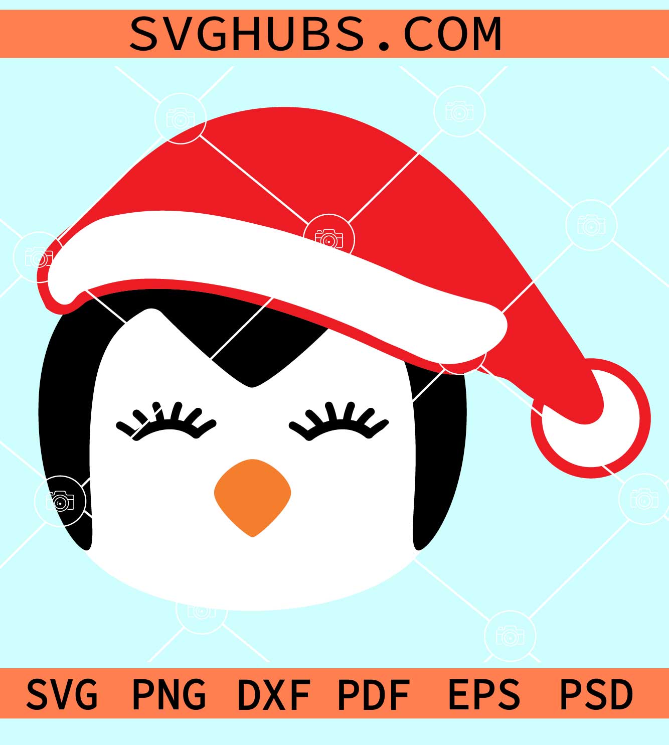 Christmas penguin SVG, Penguin with Santa hat svg, Christmas SVG file
