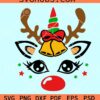 Christmas reindeer SVG, Reindeer Unicorn Face Svg, Rudolph reindeer cut file