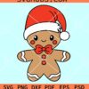 Gingerbread man with Santa hat SVG, Gingerbread man SVG