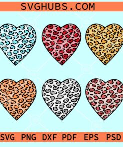 Leopard print heart SVG bundle, Leopard Heart Print Svg