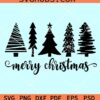Merry Christmas pine trees svg, Christmas pine trees svg, Merry Christmas svg