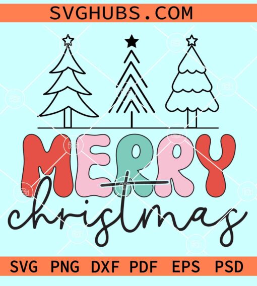 Merry Christmas retro svg, Merry Christmas SVG, Christmas retro svg