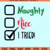 Naughty Nice I Tried Grinch SVG, Grinchmas svg, Naughty Nice I Tried svg