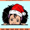Peekaboo Girl Christmas Svg, Peekaboo Santa hat SVG, Afro Girl Christmas Svg
