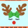 Reindeer girl SVG, Cute Reindeer SVG, Girl Reindeer Face SVG, reindeer bow svg